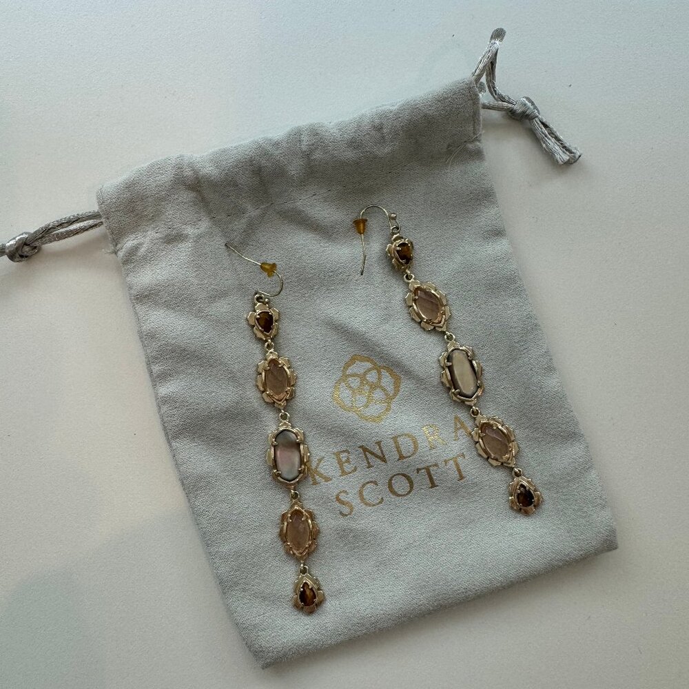 Kendra Scott Iridescent Stone Drop Earrings -Gold
